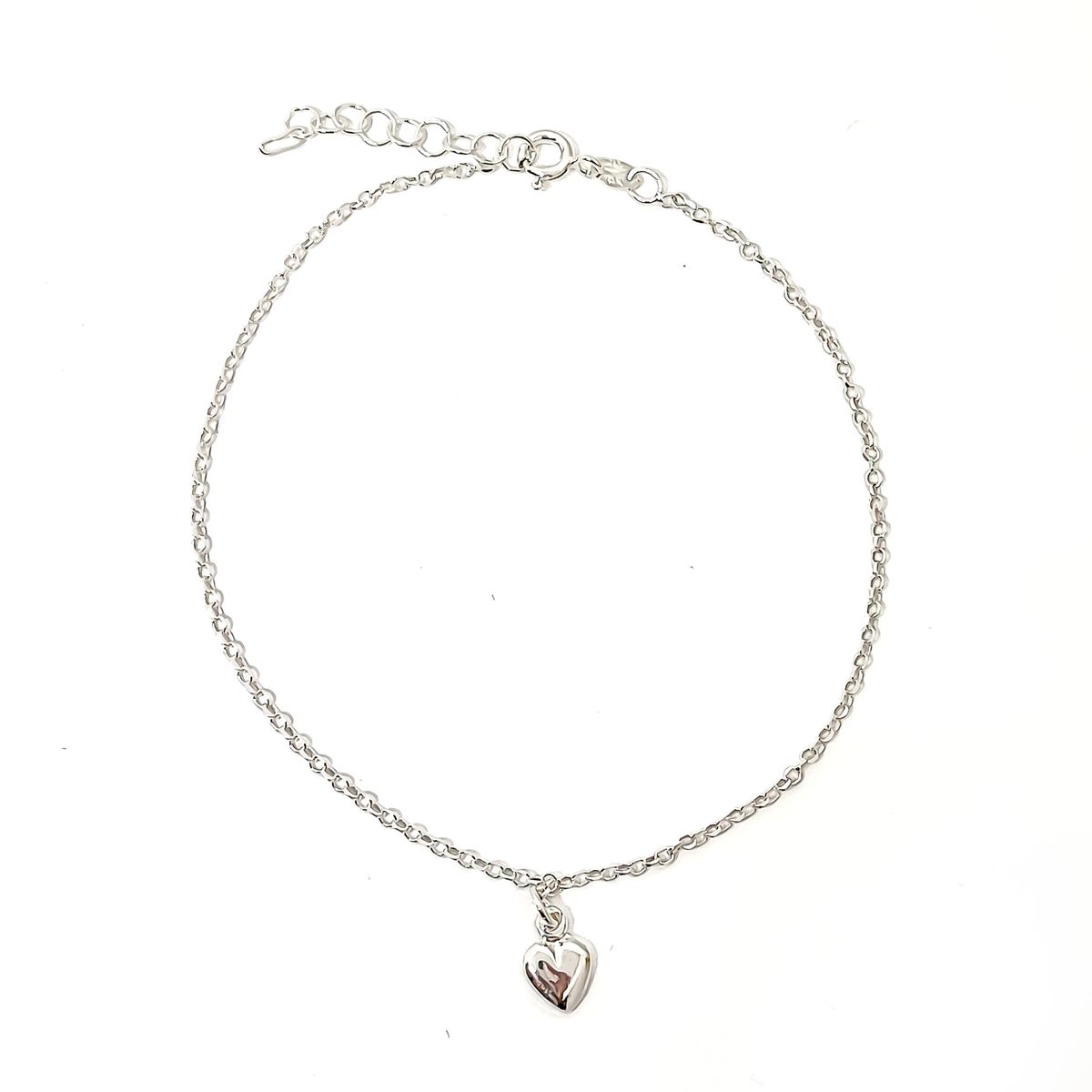 COGGIOLA - Tobillera Corazón Eslabón Plata Fina 925