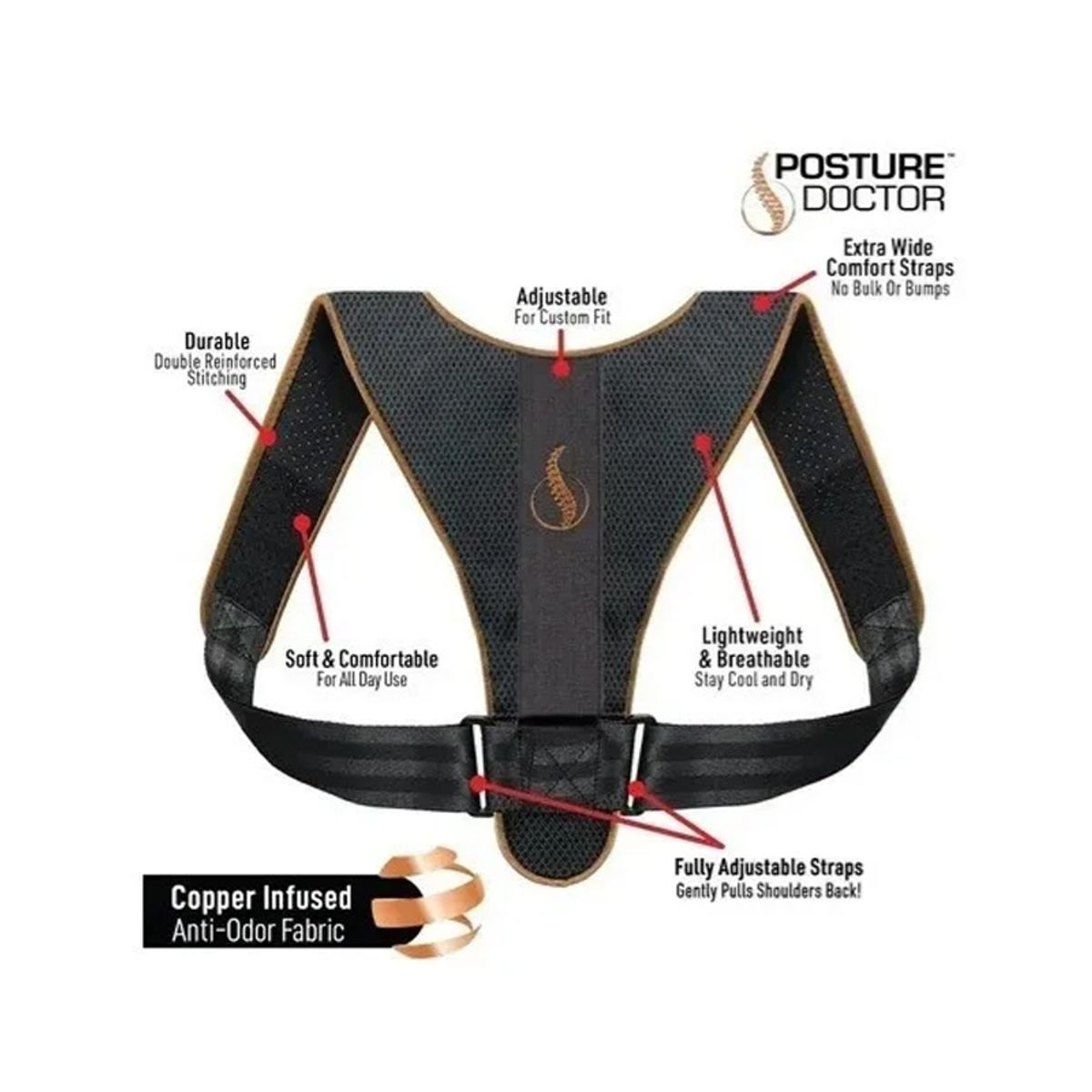 GENERICO - Corrector De Postura Soporte Espalda Clavícula