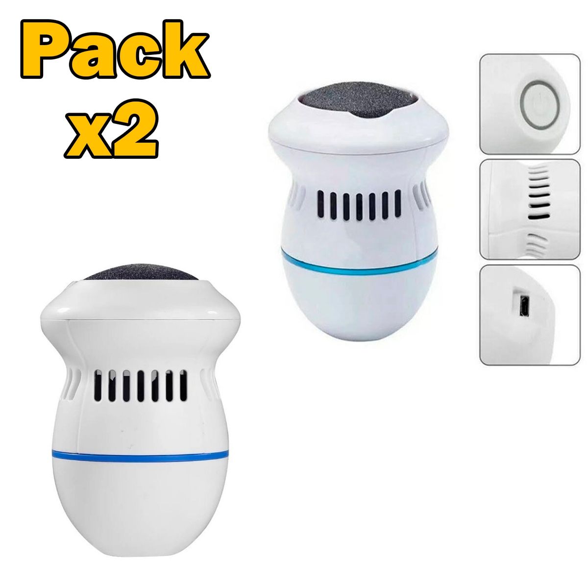 GENERICO - Pack x2 Removedor De Callos Para Pies Quita Callos Recargable USB