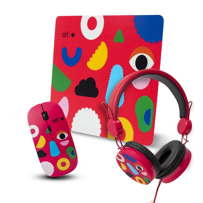 STF - Pack 3 En 1 STF  Mouse Audifono Mouse Pad Alexsiordia
