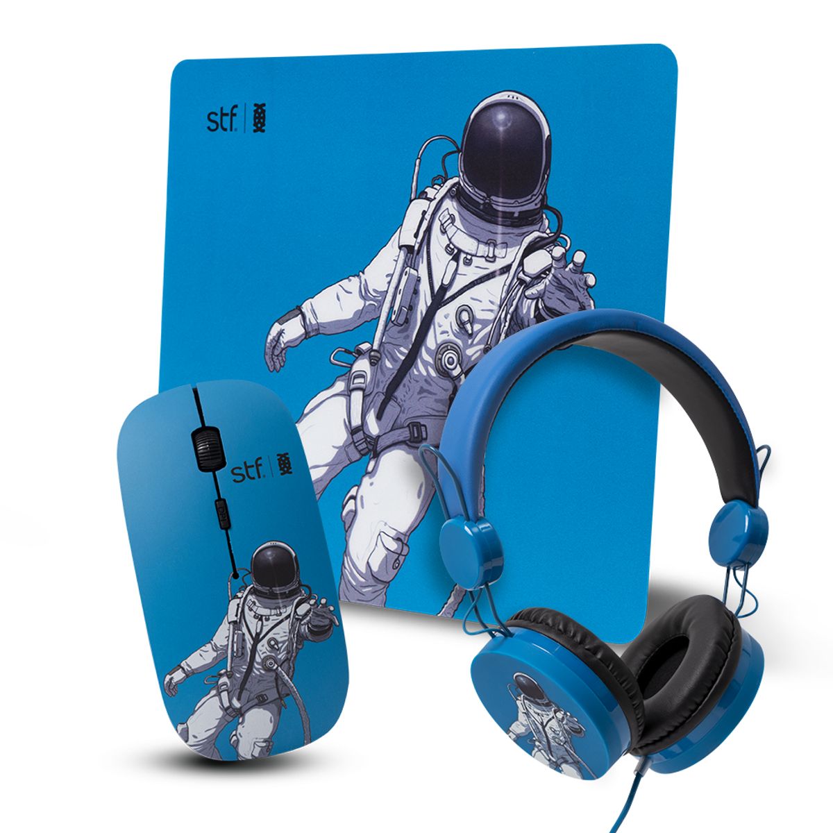COOLCAPITAL - Pack 3 En 1 STF  Mouse Audifono Mouse Pad Astronauta