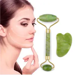 GENERICO - Rodillo Jade Masaje Facial Con Piedra Gua Sha