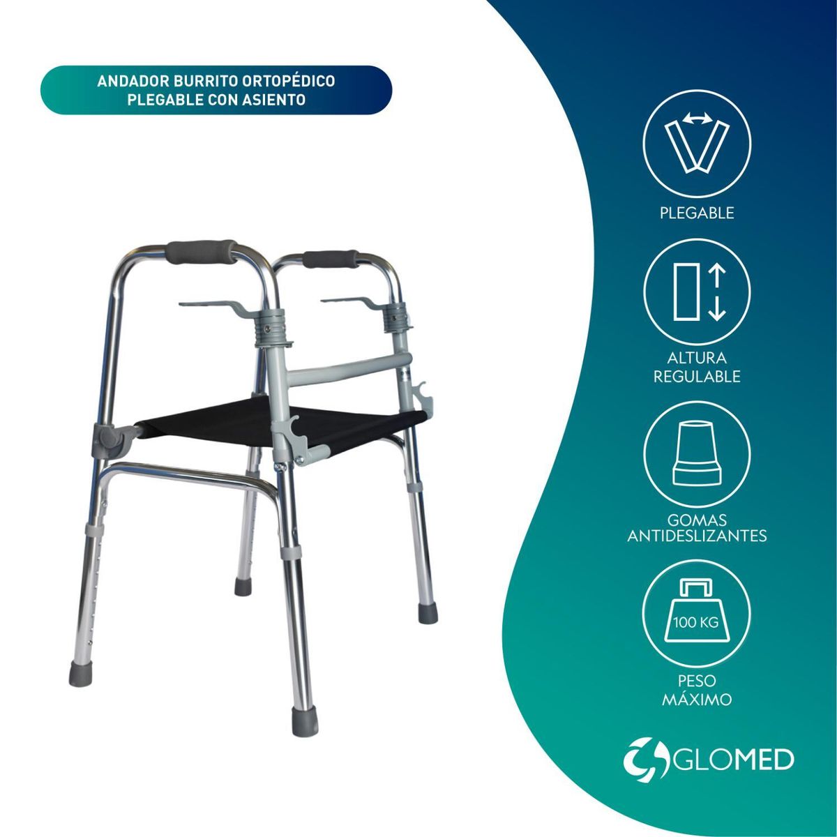 MAXCARE - Andador Plegable Con Asiento MAXCARE