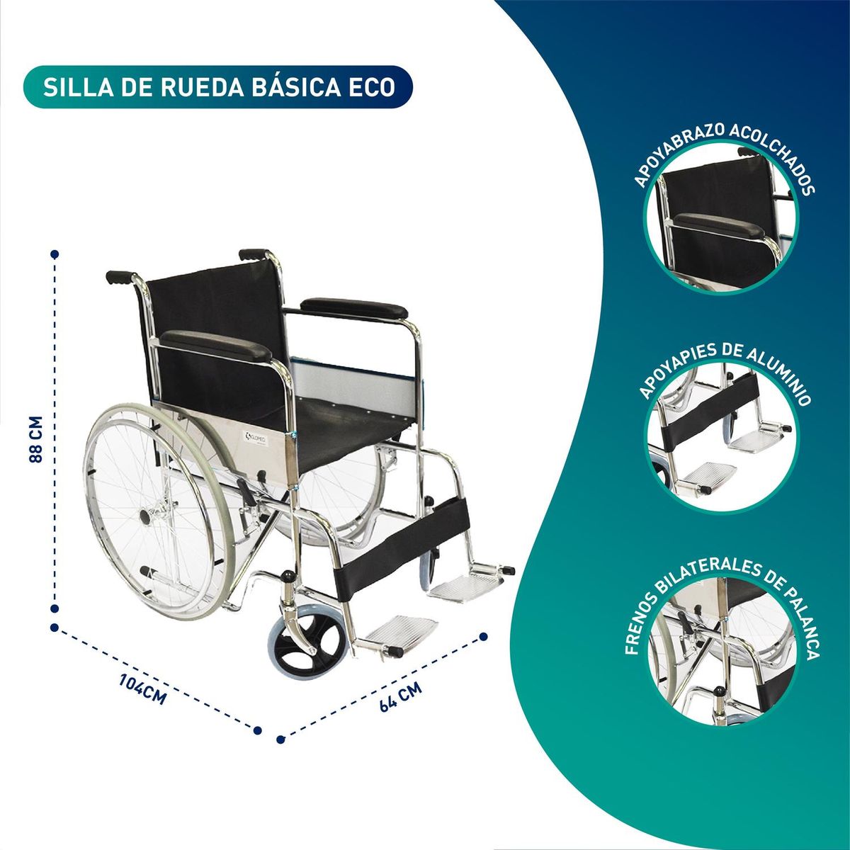 GLOMED - Silla De Rueda Estándar Asiento Eco GLOMED