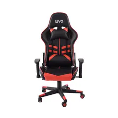LEVO - Silla Gamer Escritorio Ergonómica Negra Roja