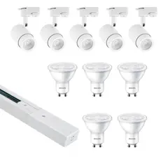 LED STUDIO - KIT RIEL MONOFÁSICO 2 METROS BLANCO + 5 GU10