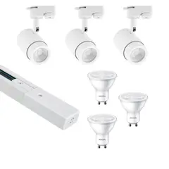 LED STUDIO - KIT RIEL MONOFCO 1MT BLANCO + 3 FOCOS RIEL C/AMP