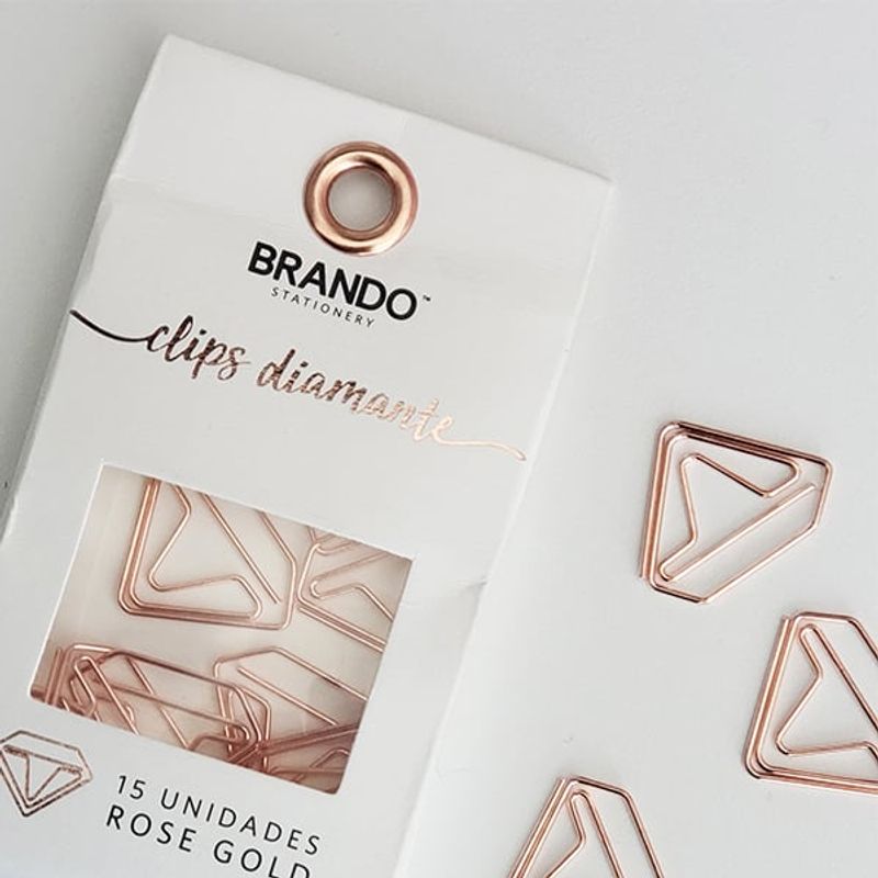 BRANDO - Clip Diseño Diamante Rose Gold 15 U Brando
