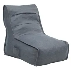 RELAN - Sillón Pouf / Puff Gris Con Respaldo