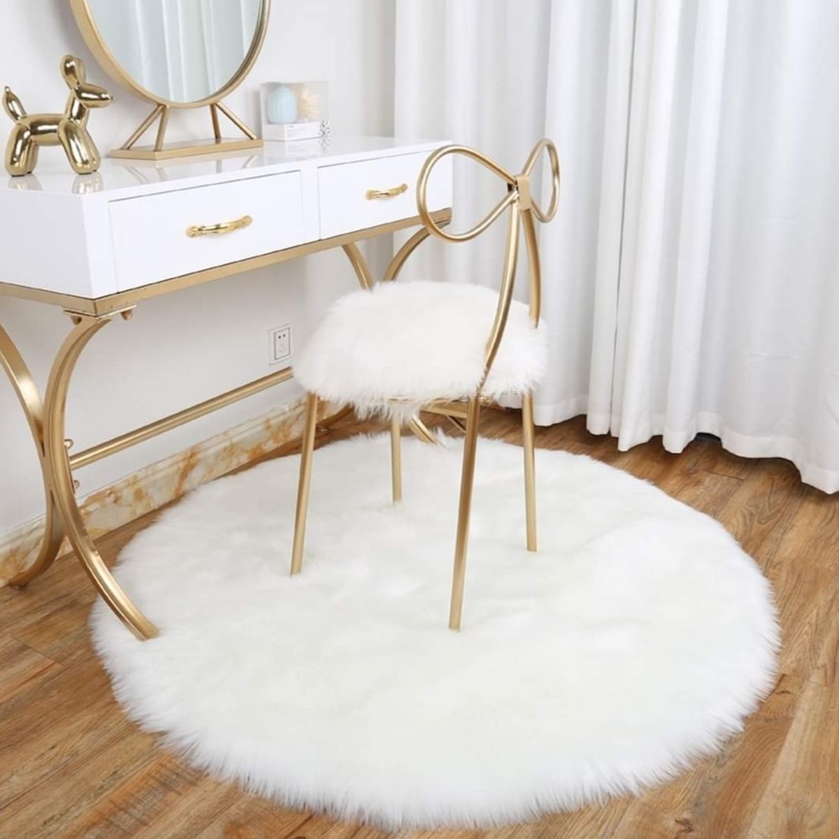 GENERICO - Alfombra Piel de Oveja Redonda