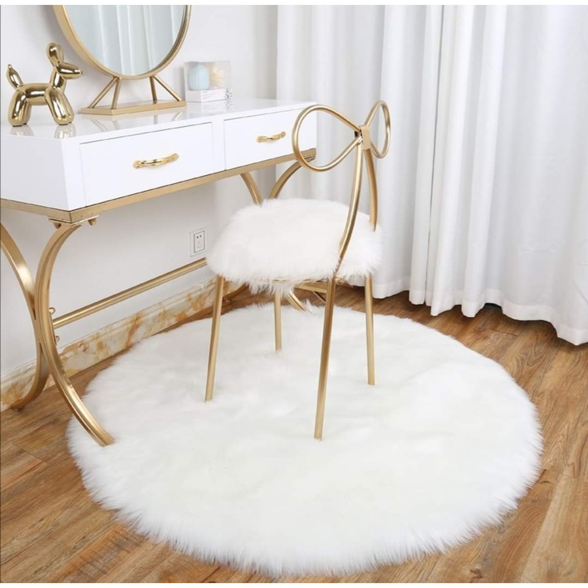 GENERICO - Alfombra Piel de Oveja Redonda