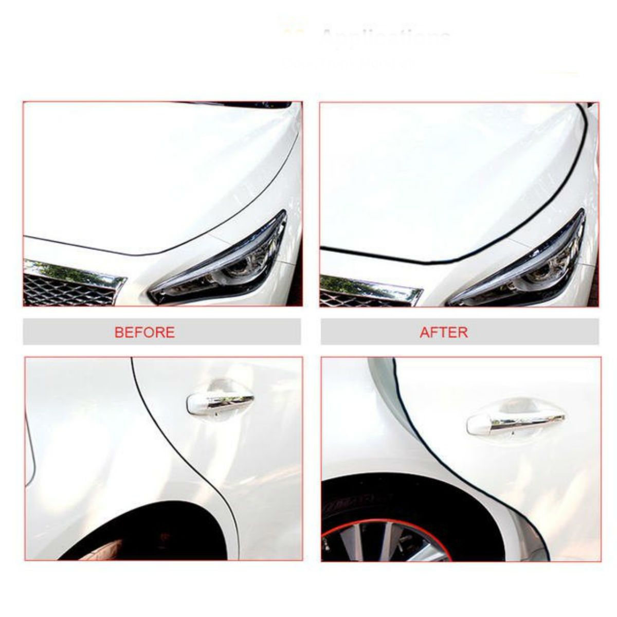 GENERICO - Moldura Protectora De Puertas Capot 15m NEGRO Auto Karvas