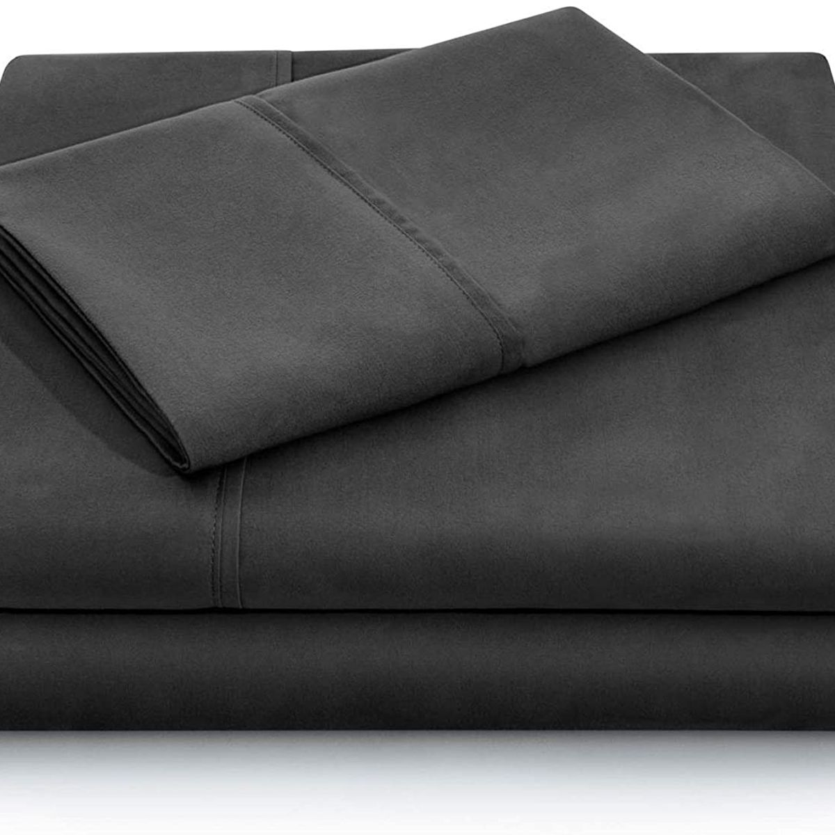 GENERICO - Juego de Sábanas 1 1/2 Plazas 200 Hilos 4 Piezas - Negro