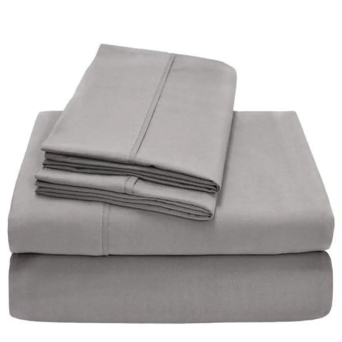 GENERICO - Juego de Sábanas 1 1/2 Plazas 200 Hilos 4 Piezas - Gris