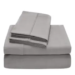 GENERICO - Juego de Sábanas King Plazas 200 Hilos 4 Piezas - Gris