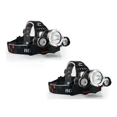 GENERICO - Pack X2 Lampara Led Cabeza Cintillo 3 Focos Recargable T6