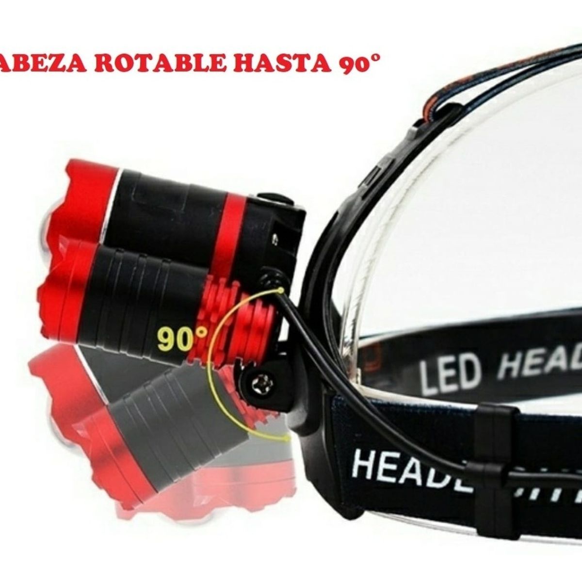 GENERICO - Pack X2 Lampara Led Cabeza Cintillo 3 Focos Recargable T6