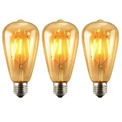 GENERICO - Pack X3 Ampolleta Retro Led Vintage Luz Calida 4w