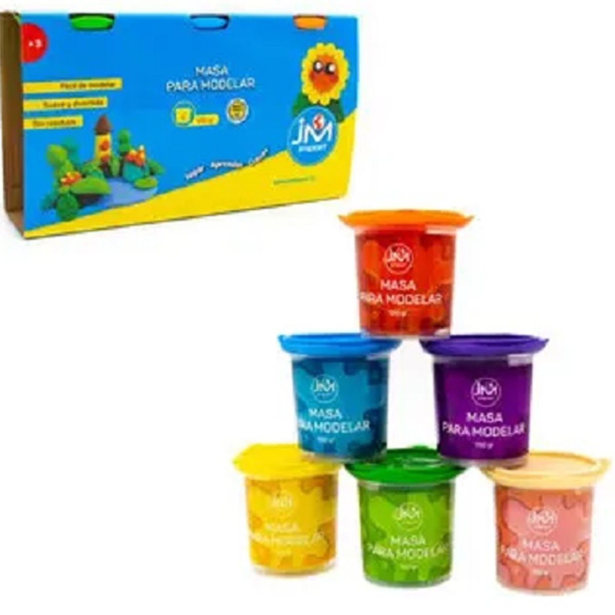 JM IMPORT - Masas Para Modelar, 6 Colores, Potes De 150gr Cada Uno