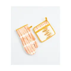 LOUNGE - Set Guante Y Toma Olla Mujer Tie Dye Naranjo