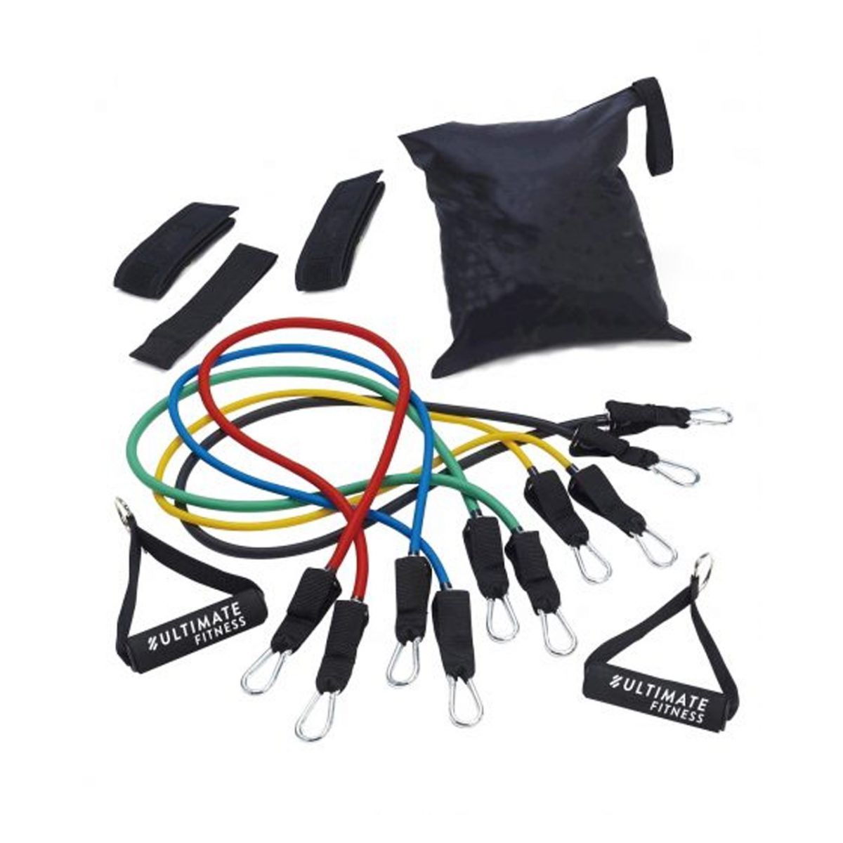 ULTIMATE FITNESS - SET DE TUBOS ELÁSTICOS DE RESISTENCIA - 11 PIEZAS