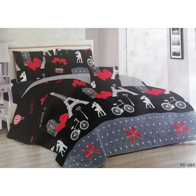 GENERICO - CUBRECAMA 2.5 PL ESTAMPADO CON FUNDAS DE ALMOHADA.