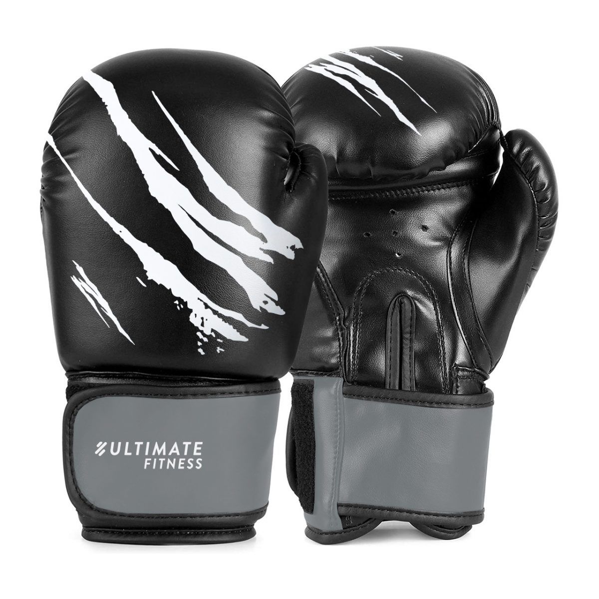 ULTIMATE FITNESS - GUANTES DE BOXEO COMBAT PRO 14 OZ NEGRO/GRIS