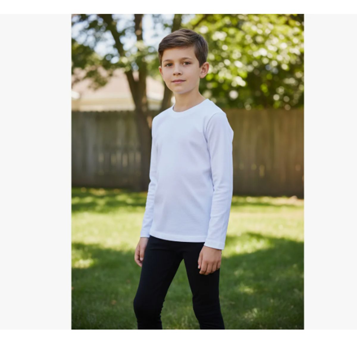 AGW - Pack 3 Camisetas Blancas Niño 100% Algodón Manga Larga