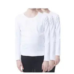 AGW - Pack 3 Camisetas Blancas Niño 100% Algodón Manga Larga