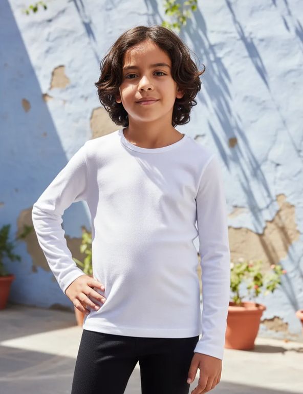 Pack 3 Camisetas Blancas Nino 100% Algodon Manga Larga Blanco 4
