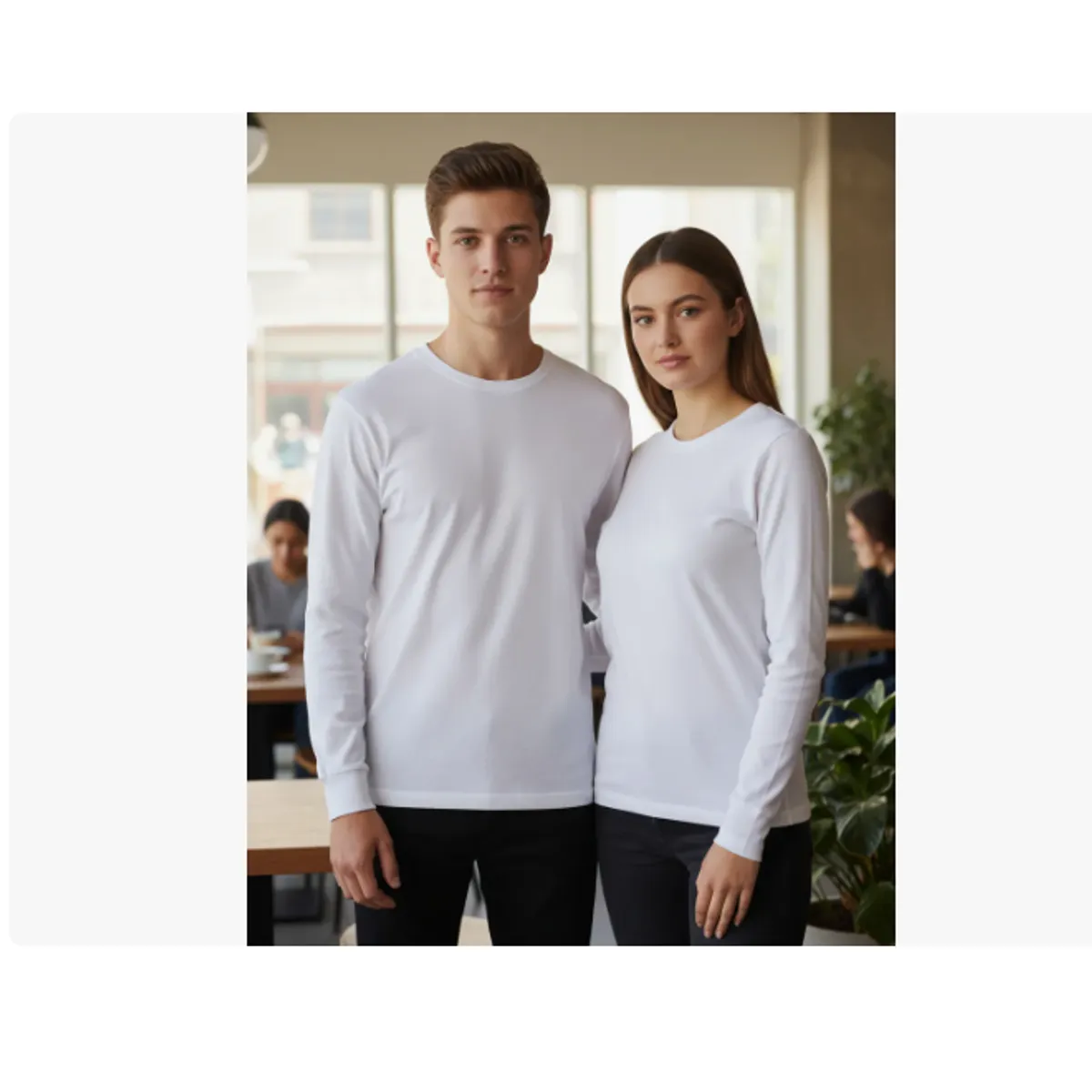 AGW - Pack 3 Camisetas Manga Larga Algodon Blancas Unisex