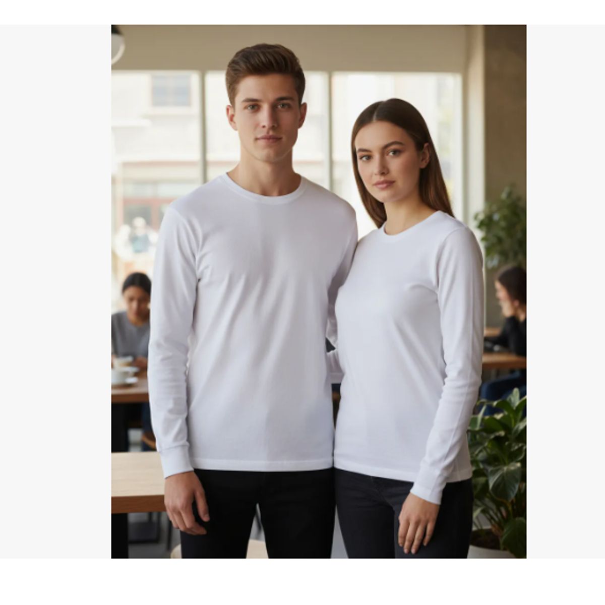 AGW - Pack 3 Camisetas Manga Larga Algodon Blancas Unisex