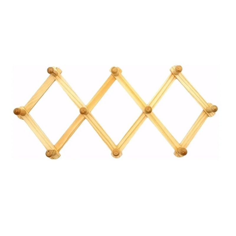 GENERICO - Perchero 10 Ganchos Madera Ajustable Pared