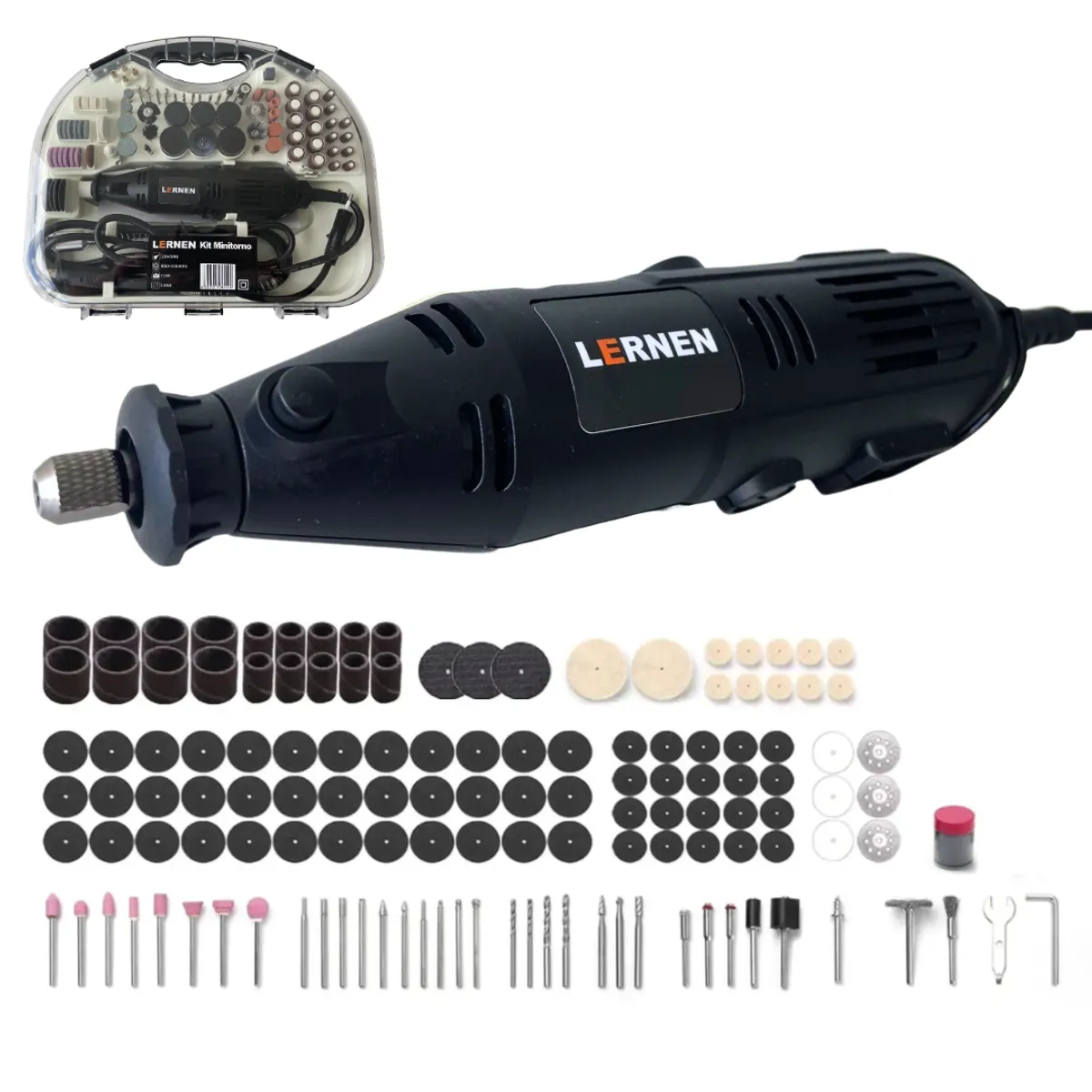 LERNEN - Kit Herramienta Multipropósito Minitorno - 211 Piezas