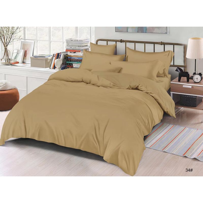 GENERICO - JUEGO DE SABANAS BEIGE MICROFIBRA 2.5 PL CON FUNDAS DE ALMOHADA