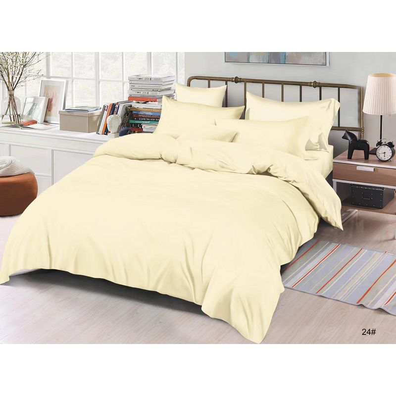 GENERICO - JUEGO DE SABANAS CREMA MICROFIBRA 2.5 PL CON FUNDAS DE ALMOHADA