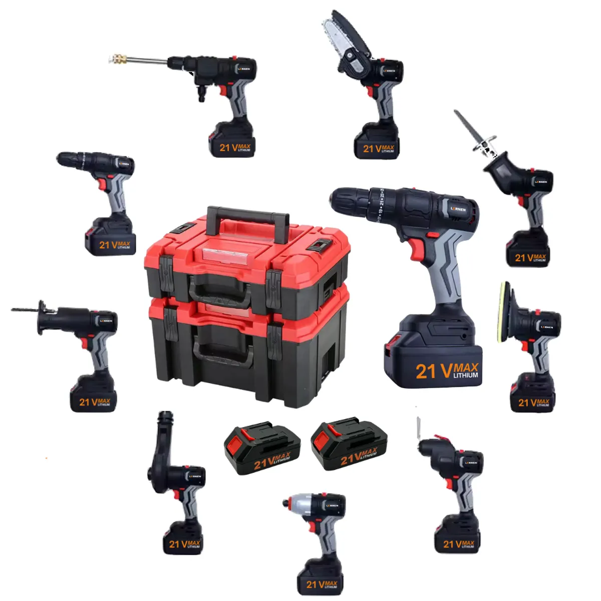 LERNEN - Combo Taladro + Herramientas Eléctricas 10 En 1 + Maletín