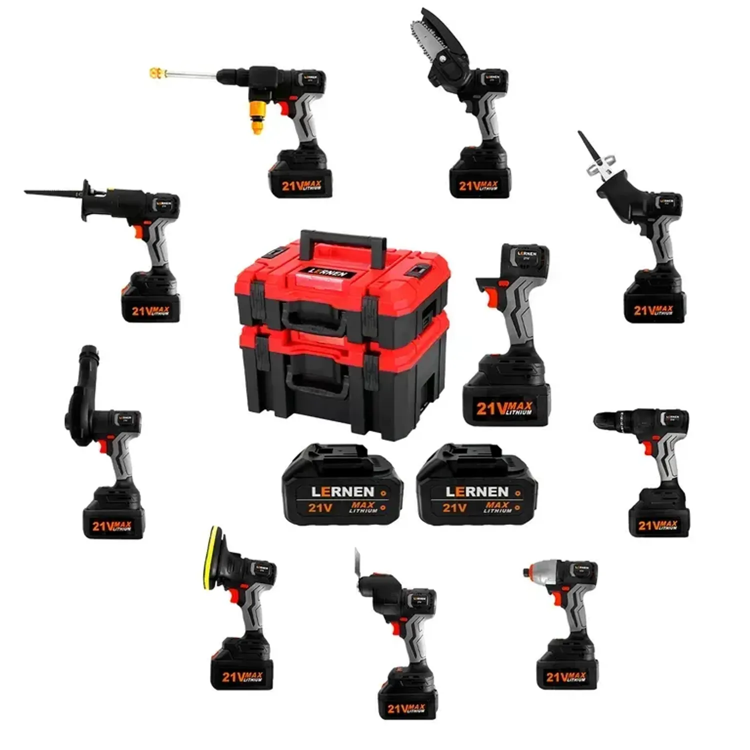 Combo Taladro + Herramientas Eléctricas 10 En 1 + Maletín + 2