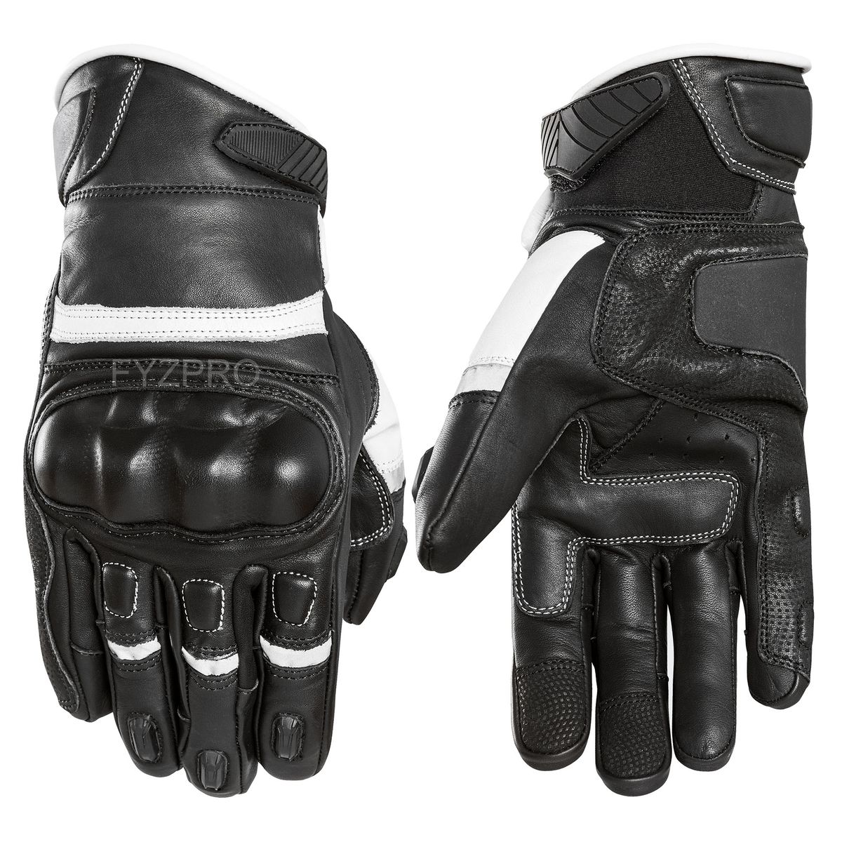 FYZPRO - GUANTE MOTO DE CUERO NEGRO BLANCO GZB2  FYZPRO