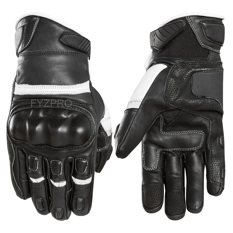 FYZPRO - GUANTE MOTO DE CUERO NEGRO BLANCO GZB2  FYZPRO