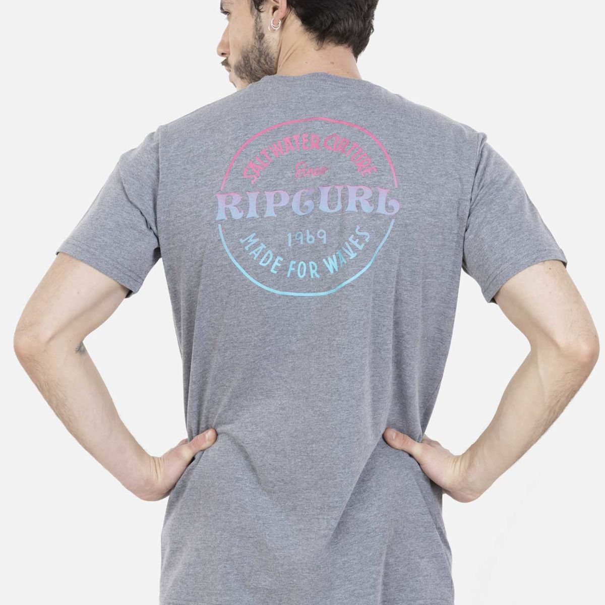 RIP CURL - Polera SALTWATER SS TEE Hombre Gris Rip Curl RIP CURL