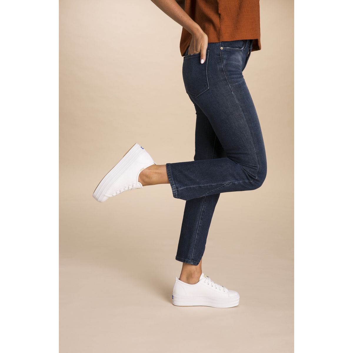 KEDS - Zapatilla Cuero Blanca Mujer Triple Up KEDS