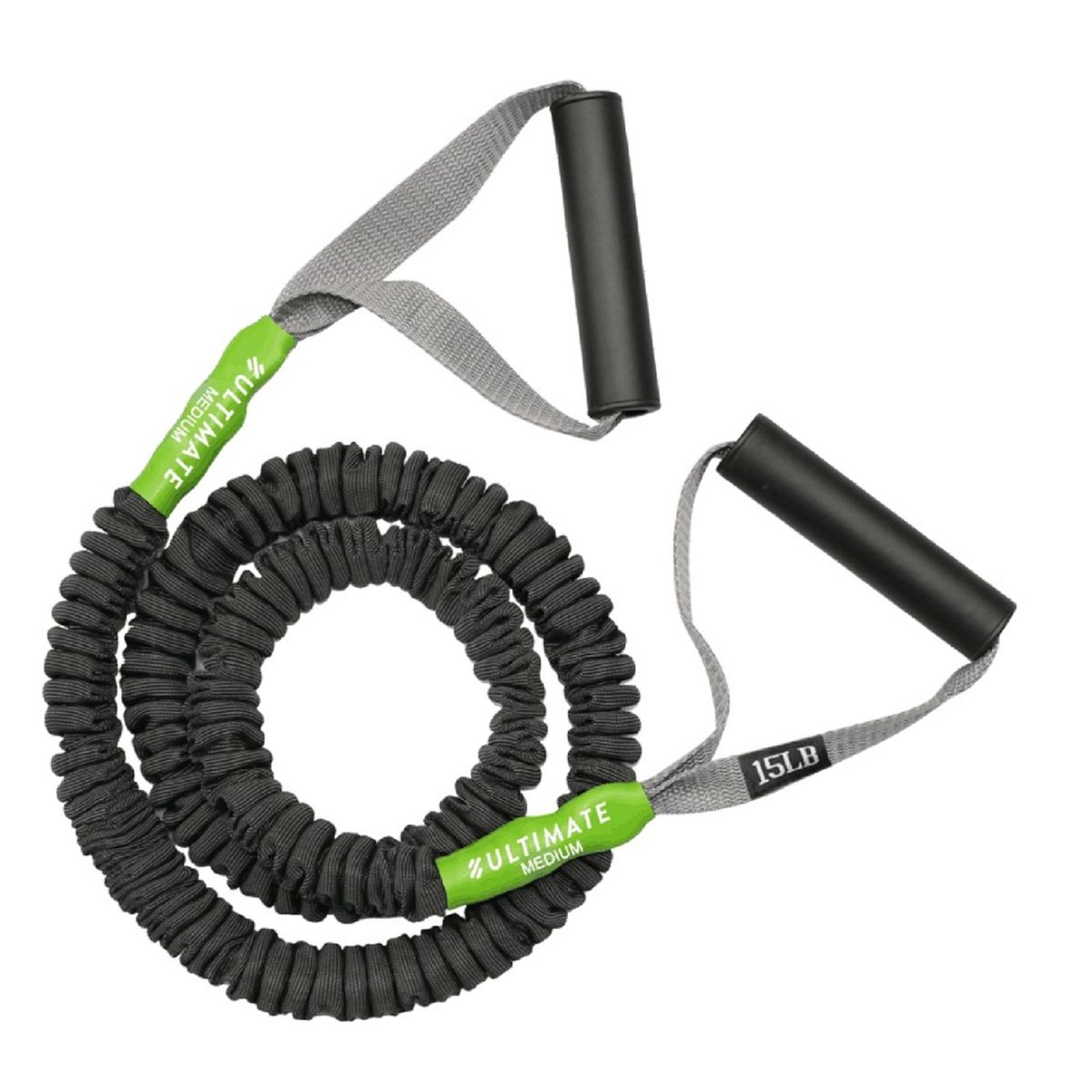 ULTIMATE FITNESS - BANDA DE RESISTENCIA ELÁSTICA ELITE CON CUBIERTA Y AGARRES  MEDIUM 15LB