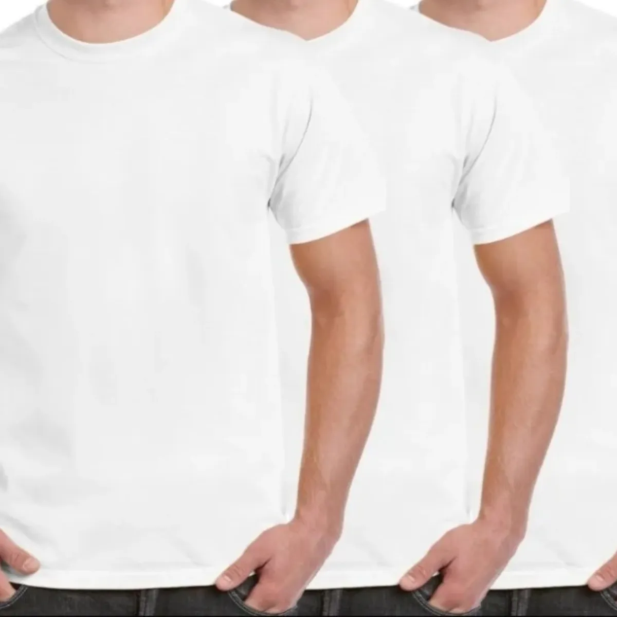 AGW - Pack 3 Camisetas Manga Corta 100% Algodon Blancas Unisex