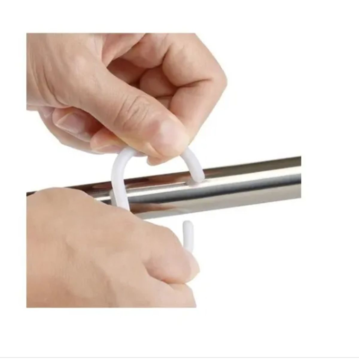 GENERICO - Set Kit Ganchos Argolla C Cortina Baño 12und Pvc Blanco.