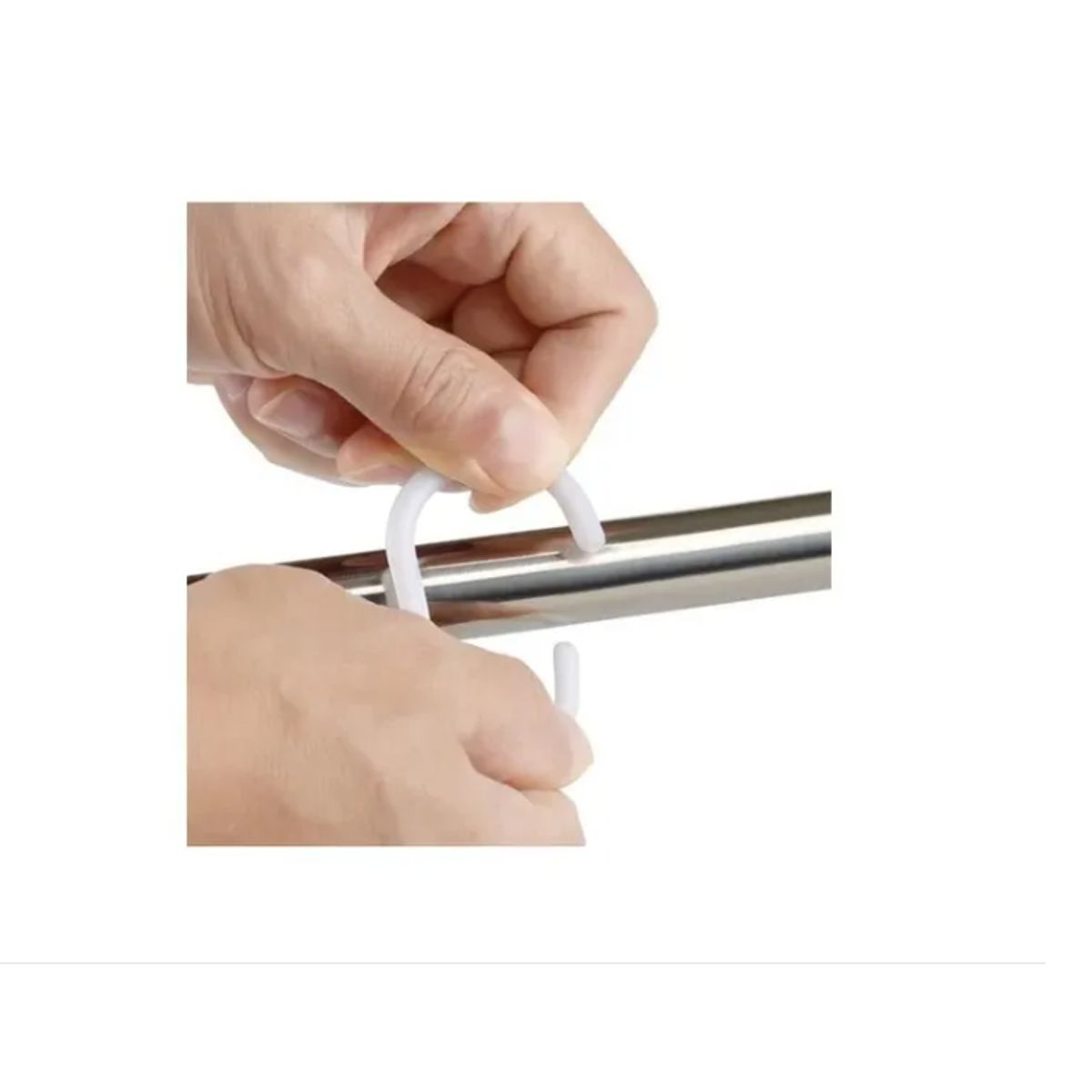 GENERICO - Set Kit Ganchos Argolla C Cortina Baño 12und Pvc Blanco.