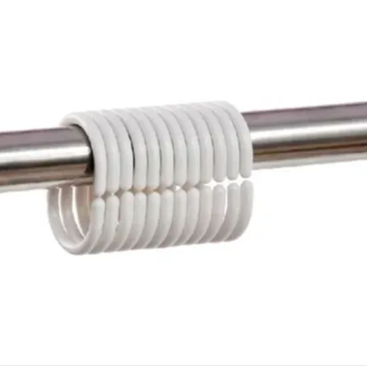 GENERICO - Set Kit Ganchos Argolla C Cortina Baño 12und Pvc Blanco.