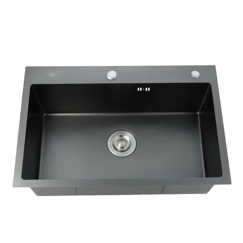 MODERN SPACE - Lavaplatos 60x45 Cm Negro Acero Inoxidable 2mm