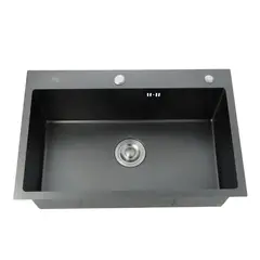 MODERN SPACE - Lavaplatos 60x45 Cm Negro Acero Inoxidable 2mm