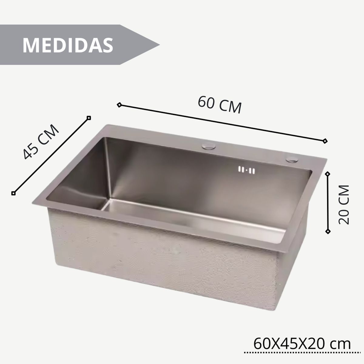 MODERN SPACE - Lavaplatos 60x45 Cm Deluxe Acero Inoxidable 2mm